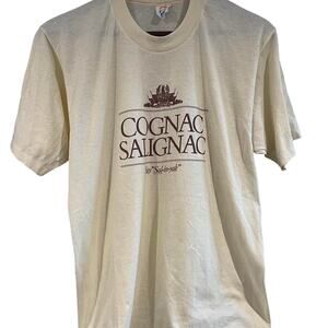 Vintage 80s Cognac Salignac Liquor Promo Single Stitch Shirt Adult XL
